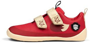 Affenzahn Barfußschuh Baumwolle Lucky Klettverschluss Vegan rutschfest Flexibel Reflektierend für den Sommer in Größe 21-32 Fuchs - Rot