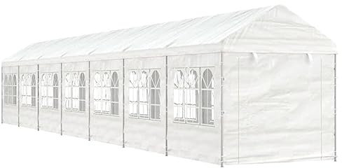 ARKEM Pavillon mit Dach Weiß 15,61x2,28x2,69 m Polyethylen Garten Pavillion Party Zelt