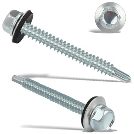 110 viti autofilettanti da 5,5 x 50 mm, viti autofilettanti con guarnizione, viti da tetto con rondella di tenuta, viti autofilettanti (argento)