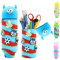 AUNGKWANG Blau Kawaii Federmäppchen, Monster 2-in-1 weichem Silikon Stifthalter, mit 5 Crocs Anstecker, Cartoon Bleistifthalter, Teleskopisc Federtasche für Mädchen Teen Geschenk
