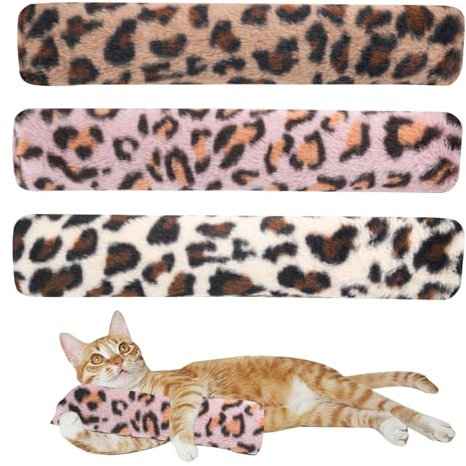 FOSDICK 3 Stück Katzenminze Kissen, Plüsch Katzenminze Spielzeug, Weich Baldrian Kissen für Katzen, Leopardenmuster Katzenkissen Minze, Katzenspielzeug mit Katzenminze, Katzenminze Polster Spielzeug