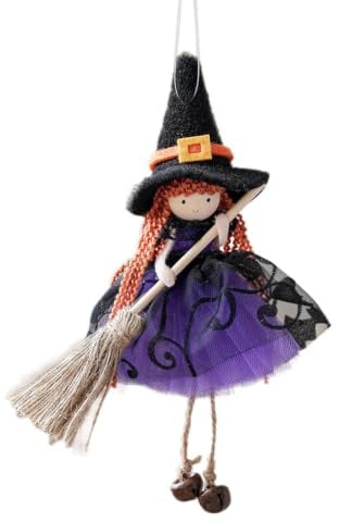 Erconsso Muñeca de bruja de cocina para la buena suerte, muñeca de bruja de cocina hecha a mano, accesorios de decoración de casa encantada, adorno colgante de Halloween para ventana, jardín, patio