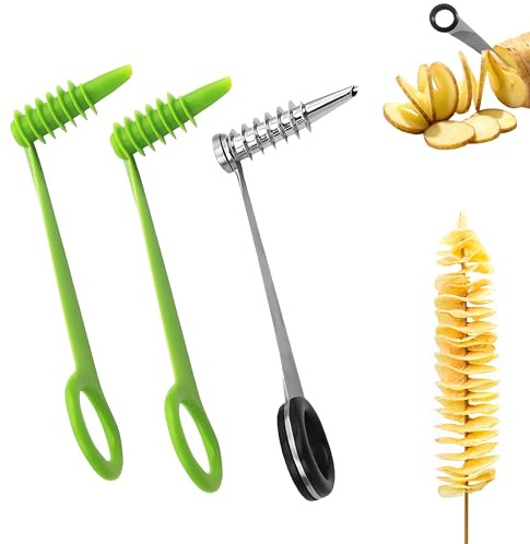 3 PCS Spiral Cutter,Spiral Slicer,Stainless Steel&Plastic Flower Curler