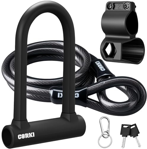 Corki Bike Lock Heavy Duty Anti Theft with 5ft Cable Bicycle U Lock