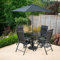 Hectare 4 Seater Reclining Garden Furniture Dining Set Outdoor Polytex Seating (4 Seater, Black)
