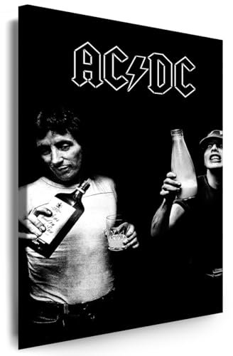 Myartstyle - Bilder AC/DC Band 100 x 70 cm Leinwandbild Xxl - Wandbild 1 Teilig - Gerahmter Kunstdruck Musik w-s-2023-75