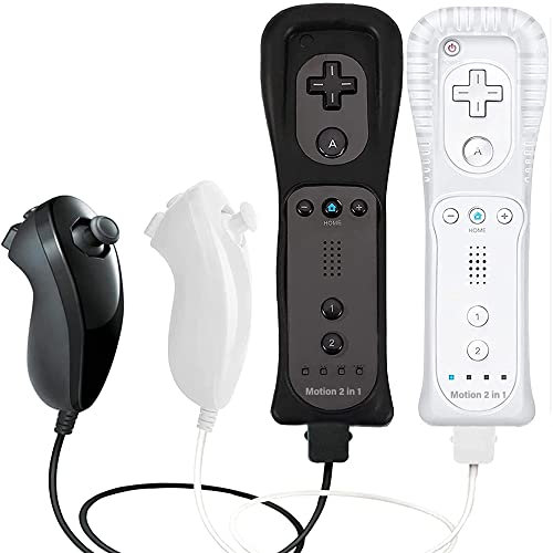 Surnous Lot de 2 manettes 2 en 1 pour Wii avec Motion Plus et Nunchuck - Télécommande sans fil pour Wii Remote Game Control avec Motion Nunchuck pour manette Wii (1)
