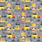 100x160cm Auto Baufahrzeuge Polizei Feuerwehr 100% Baumwolle Baumwollstoff Kinder Meterware Handwerken Nähen Stoff (Bauarbeiter Baufahrzeuge Grau Gelb, 100x160cm (11,99€/m))