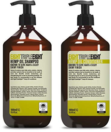 Eight Triple Eight Hanföl 1 x Shampoo & 1 x Conditioner 1 l – für seidig glänzendes Haar