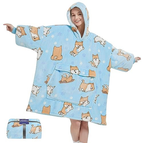 Wenlia Übergroße Hoodie Sweatshirt für Erwachsene, Sherpa Decke Sweatshirt Flanell Hoodies Giant Plüsch Pullover Decke mit Kapuze, Warme Hoodie One Size Fits All passt Männer, Frauen, Jugendliche
