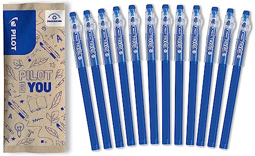 PILOT - 12er-Set FriXion Ball Stick - Gel-Tinte radierbar - Blau - Der FriXion Kugelschreiber - Für Federmäppchen - Schulartikel - Mittlere Spitze