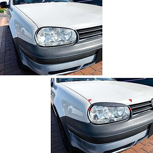 NURCIX Auto -Scheinwerfer -Augenbrauenzubehör für VW Golf 4 Mk4 R32 TDI TSI FSI,Carbon Fibre Look