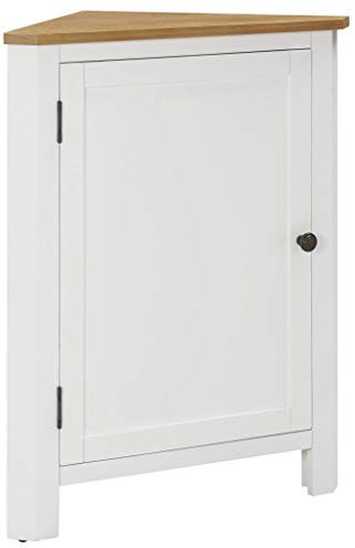 RAUGAJ Eckschrank 59x45x80cm Eiche massiv Holz,Artikelfarbe Eiche und Weiß