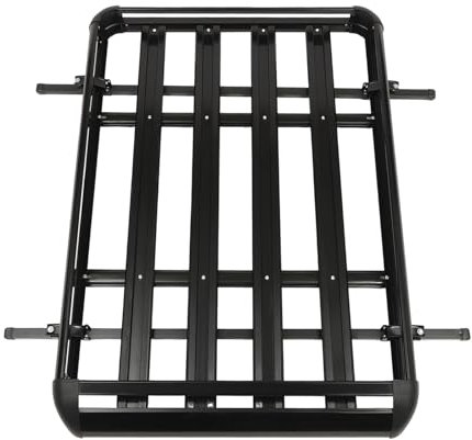 Grand porte-bagages de toit universel en aluminium noir avec barres
