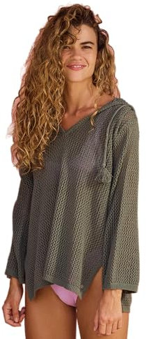 Roxy Damen After Beach Break Kapuzenponcho Pullover, Agave Green 241, Mittel