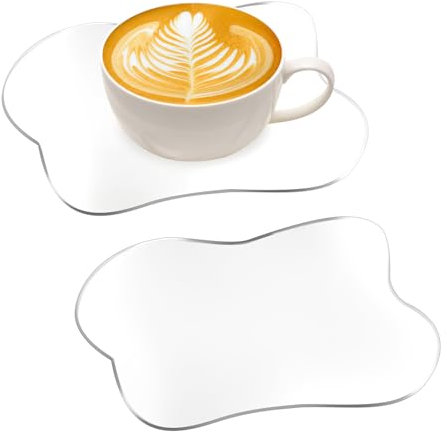 Giantree Lot de 2 Dessous de Verre en Acrylique Transparent - Forme de Nuage pour Bureau Irrégulier, Antidérapant, Décoratif Créatif pour Tasses