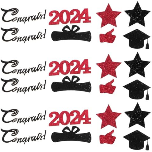 PRETYZOOM Abschluss-Konfetti 2024 Abschluss-Konfetti Abschluss-Dekorationen Klasse Von 2024 Abschluss-Tischkonfetti Abschlussfeier-Dekoration 2024 Rot