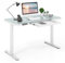 COSTWAY Bureau Assis Debout Electrique, 120 x 60 cm avec Tiroir, Bureau Table Réglable en Hauteur, Plateau en Verre Trempé Inscriptible & Effaçable, USB-A & Type-C, 2 Positions de Mémoire (Blanc)