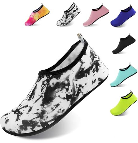 FANWINKJ Zapatos de natación, Zapatos de Yoga, Zapatos de Agua Transpirable y con Estilo para la Playa, Deportes, Surf y natación, Hombres y Mujeres, Tie-Dye Negro-36-37