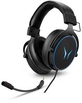 ERAZER Mage P20 Gaming Headset (cavo da 240 cm, over ear, microfono flessibile e staccabile, telecomando, illuminazione RGB, audio da 3,5 mm, USB, chip audio ES9260Q)