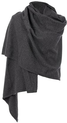 MAPIMANIA - Stola Damen Cashmere Winter Made in Italy, eleganter Schal aus Wolle und Kaschmir, Maxi-Schal, Schultertuch für Zeremonien, anthrazit, 220 x 80