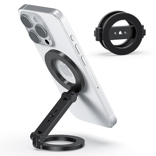VRIG MG-26 Dual Magnetic Phone Tripod Mount with 1/4 Screw Hole Compatiable with Mag Safe for iPhone 16 15 14 13 12 All Series, Foldable Portable Magnetic Phone Stand for Travel, Car, and Gym