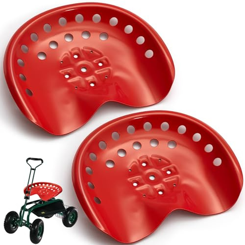MorningRo 2 Pcs Metal Tractor Seat Vintage Tractor Seat for Lawnmower, Forklift, Farm, Home or Bar Stool (Red)