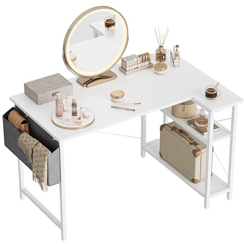 CubiCubi L-förmiger Schreibtisch, 120 x 70 cm Gaming Tisch, Wendbarer Eckschreibtisch, Computertisch für Home Office, Spielen, Studium, Weiß