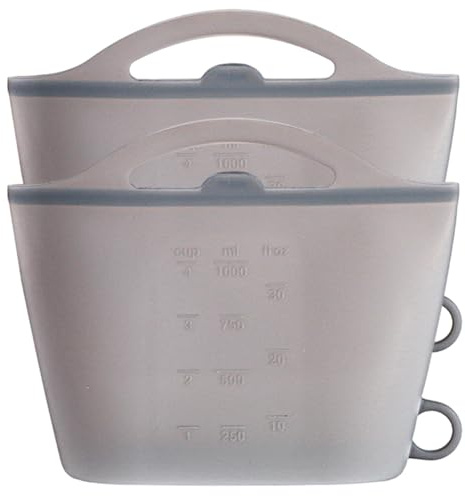 2 STÜCKE Mikrowellen-Sterilisatorbeutel 1000 ml flexible Silikon-Mikrowellen-Dampfbeutel hängender auslaufsicherer Schnuller-Sterilisator mit Griff