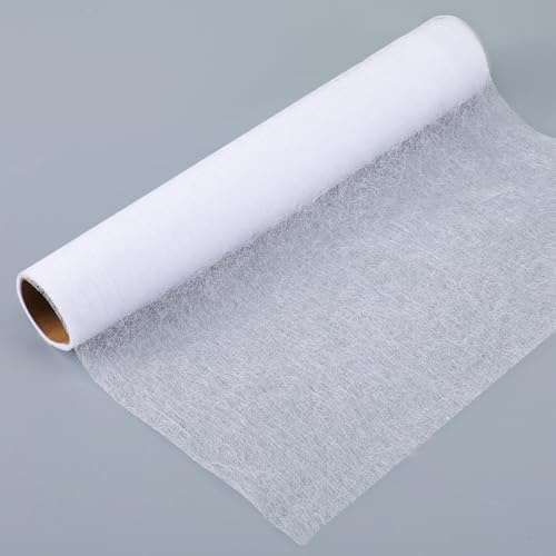 Bügelvlies Stoff, 1 Rollen 30 × 450 cm Leichtes Bügelvlies zum Verstärken, Beidseitig Haftend für Nähhandwerk Basteln Heimwerken Stickereien (Weiß)