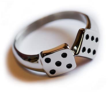 Fly Style 1 Stück Ringe aus Edelstahl - Totenkopf, Alien, Drache, Eisernes Kreuz, Ring Grösse:22.0 mm, Modelle:Würfel Glücksring Dice Poker