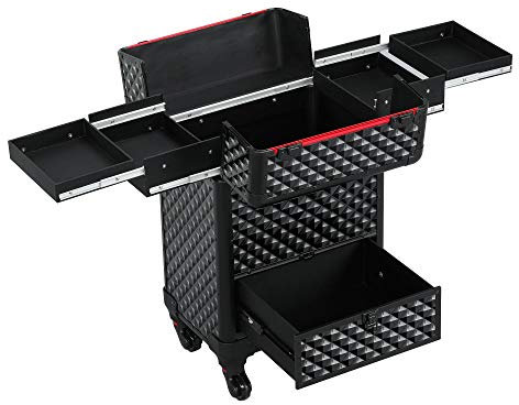 costoffs Makeup Beauty Case Vanity Jewelry Organiser Cosmetic/Hairdressing/Nail/Travel Storage Box with a Drawer (All Black)