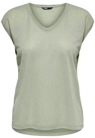 ONLY ONLSILVERY S/S V Neck Lurex TOP JRS NOOS
