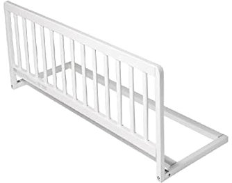 Safetots Barrera de Cama de Madera, Blanca, 38cm de Alto x 90cm de Ancho, Barrera para Cama Infantil para Seguridad, Baranda de Cama Infantil Segura, Preensamblada, Instalación Fácil