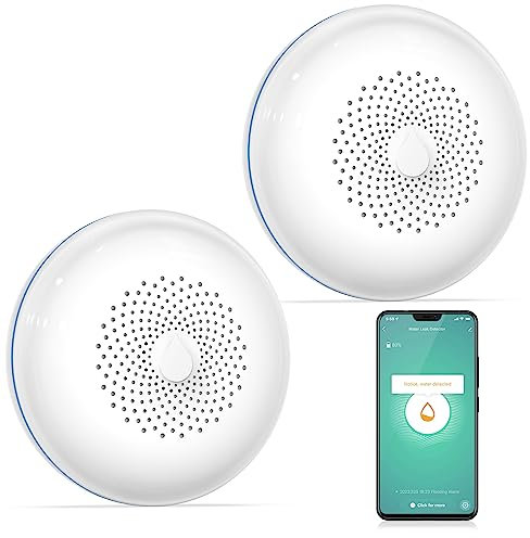 Smart Wassermelder für HomeKit - Wassersensor mit Tuya APP Wasserleck-Sensor Wasser Alarm für Küche, Badezimmer, Keller