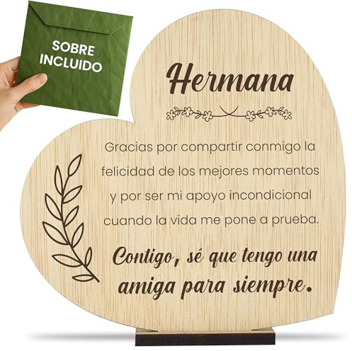 CONTRAXT Tarjeta regalo para Hermana madera. Regalo original tarjeta de felicitación para hermana cumpleaños agradecimiento o dia especial