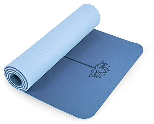 Marjar Yogamatte Dicke Rutschfest Gymnastikmatte TPE Fitnessmatte für Yoga Übungsmatte mit Tragegurt Sportmatte 183 cm x 61 cm x 0.8 cm