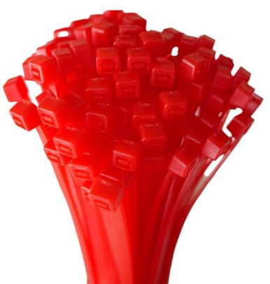 HORZEFIX Fascette stringicavo 100 pezzi rosso lungo resistente ai raggi UV fascette universali 2,5|3,6|4,8|7,6 larghezza (4,8 x 300 mm)