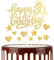 mciskin Happy 30th Birthday Cake Toppers - Gold Glitter Heart Stars Toppers for Women Girls' 30th Birthday Cake Decorations