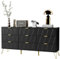 UEV Kommode mit Schublanden, 150x34x74cm, Schrank mit 9 Schublanden, Modernes Sideboard, TV Board, Aufbewahrungsschrank, Schmal kommode, Buffet, Schrank für Wohnzimmer Schlafzimmer,Flur Schwarz