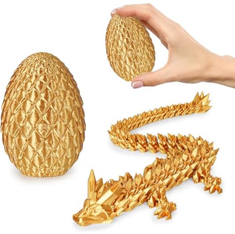 Kleine Dracheneier 3D-gedruckte Fidget-Spielzeuge für Erwachsene Überraschungsgeschenke für Kinder Freunde Kollegen Geburtstag Halloween Weihnachten Ostern Festgeschenke (Gold)