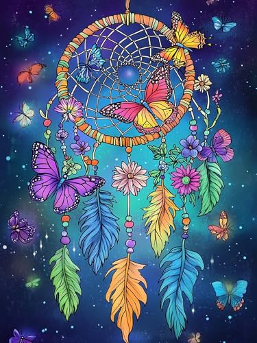 Hoobee 5D DIY Diamond Painting Schmetterling, Diamond Painting Bilder Traumfänger, Diamond Painting Erwachsene, Vollbohrer Stickerei Kreuzstich Kunst Handwerk für Zuhause Wanddekoration 30x40cm-22