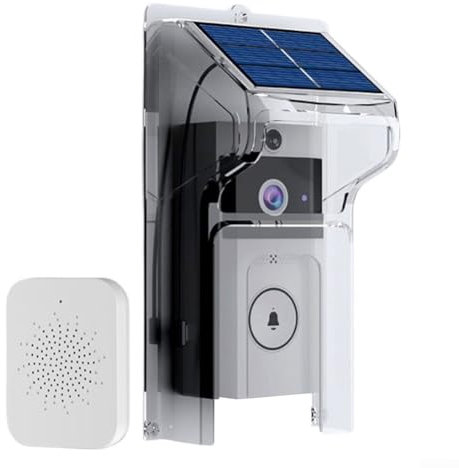Cloudpower Kabellose WiFi-Video-Türklingel, solarbetriebene Türklingel-Kamera, solarbetrieben, mit wasserdichtem Regenschutz, Zwei-Wege-Gegensprechanlage für Home Office