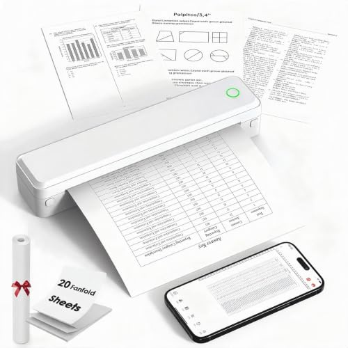 KNAON Imprimante Thermique Portable, imprimante Bluetooth sans Fil pour Voyage, Maison, Bureau et école, Blanc