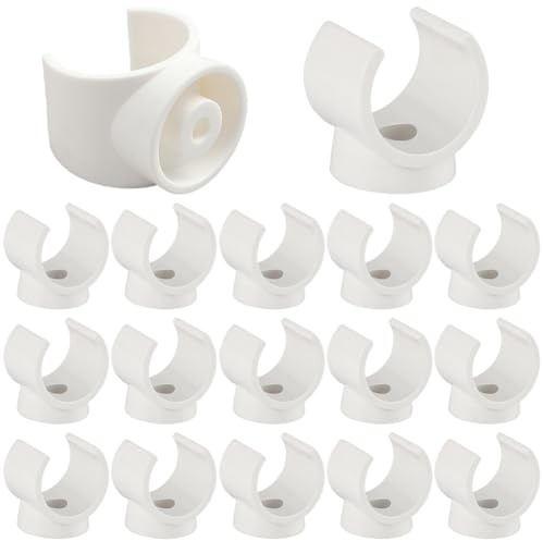 GORGECRAFT 20Pcs White Pipe Clips PVC Plastic 32mm U Shaped Pipes Clamps Support Hangers Water Tubes Holder Bracket Socket for Secure PEX Tubing Clamp Tool Cable Management Supplies