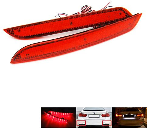 2 x Rote Linse Stoßstange Reflektor LED Nebel-Rücklicht Bremslicht DRL für 2011-15 F30 F31 F32 3 4 Serie Pre LCI
