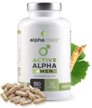 Active ALPHA 4 Men Kapseln – 180 Männerkapseln mit Zink, L-Arginin, Maca | Männer-Komplex zur Langzeitanwendung - Tribulus terrestris, Ginseng, Ginkgo, Zink für normale Fruchtbarkeit und Reproduktion