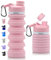 ONTA Collapsible Water Bottle- BPA Free Silicone Foldable Water Bottle for Travel, FDA Approved Food-Grade Silicone Portable Leak-Proof Travel Water Bottle, 20oz (Pink)