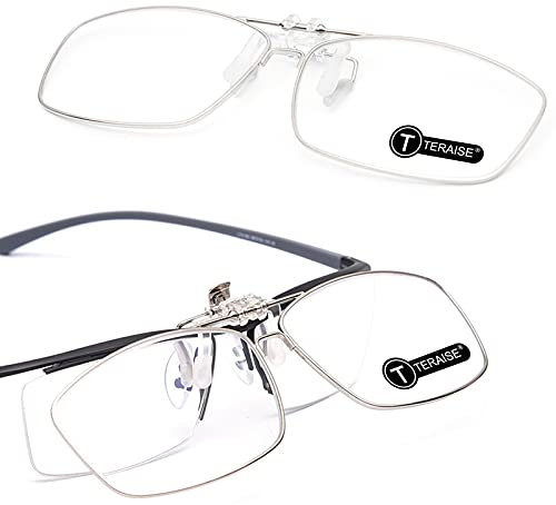TERAISE Clip On Lesebrille mit Klappfunktion Vollformat-Metallbrille mit Clip-Funktion Entwickelt für Myopieleser für Männer und Frauen HD-Objektiv Tragbare Brillenetui(1.5X)