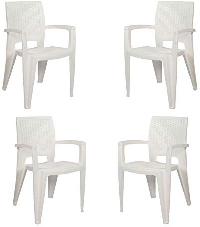 CREVICOSTA QUALITY MARK MARCAS DE CALIDAD - Caribe - Lote de 4 Sillas de Resina. 85 x 54 x 57 cm (Blanco)